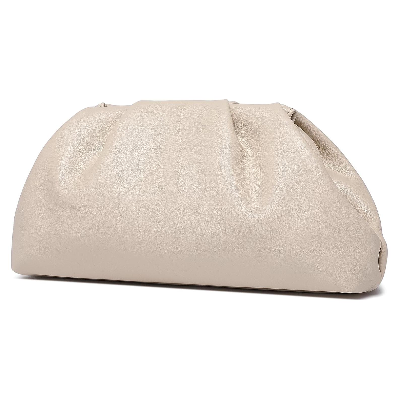 Bolso de mano de cuero PU suave para mujeres - Beige - 9115