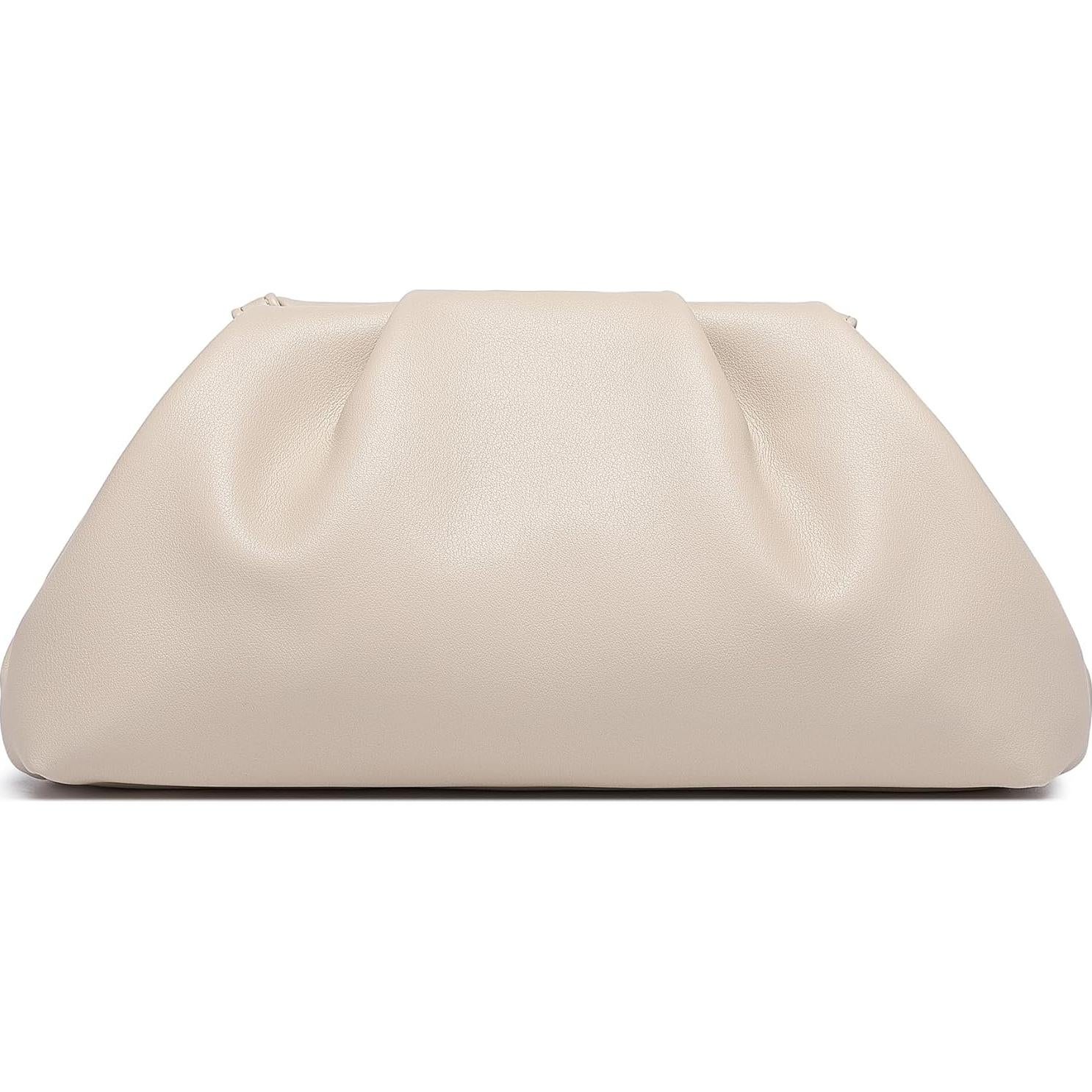 Bolso de mano de cuero PU suave para mujeres - Beige - 9115