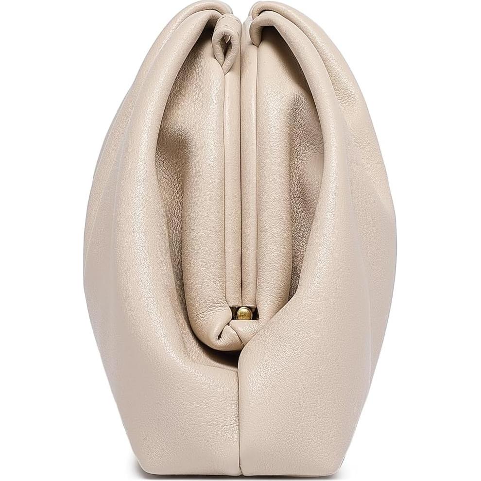 Bolso de mano de cuero PU suave para mujeres - Beige - 9115