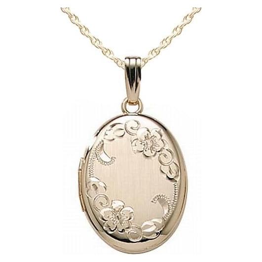 Locket Oval de Oro Relleno 14K 1.6x1.9cm con Cadena 45.7cm