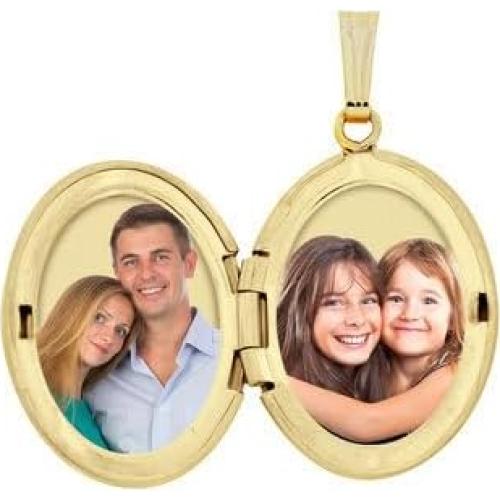 Locket Oval de Oro Relleno 14K 1.6x1.9cm con Cadena 45.7cm