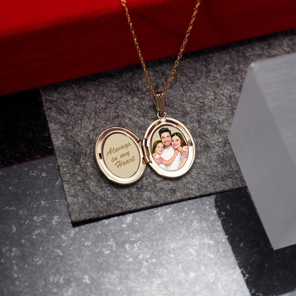 Locket Oval de Oro Relleno 14K 1.6x1.9cm con Cadena 45.7cm