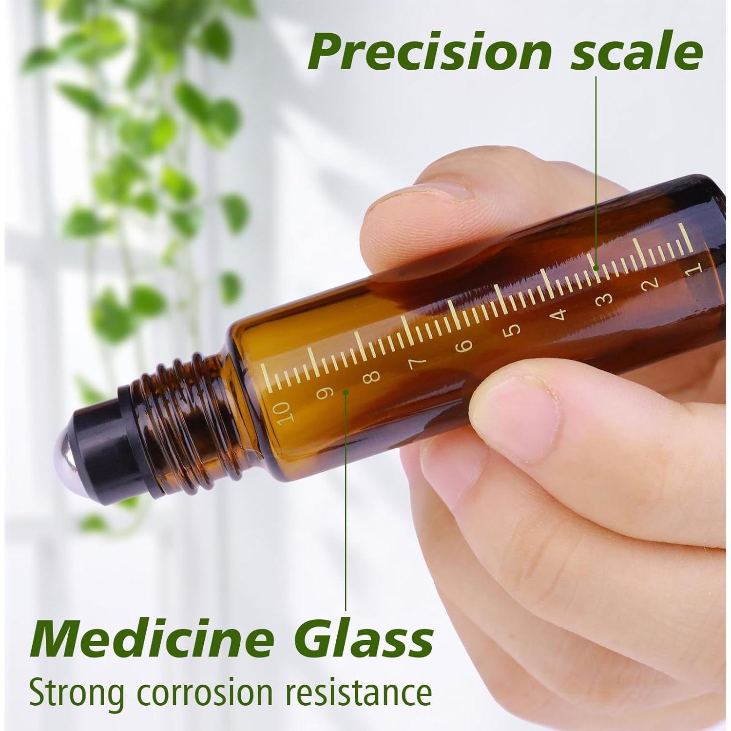 Paquete de 8 Botellas de Vidrio Ámbar 10ml con Rodillo Matifaner