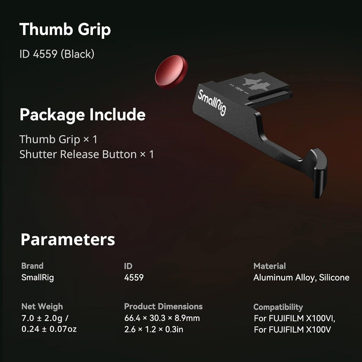 Empuñadura Pequeña SmallRig para FUJIFILM X100VI/X100V - Negro