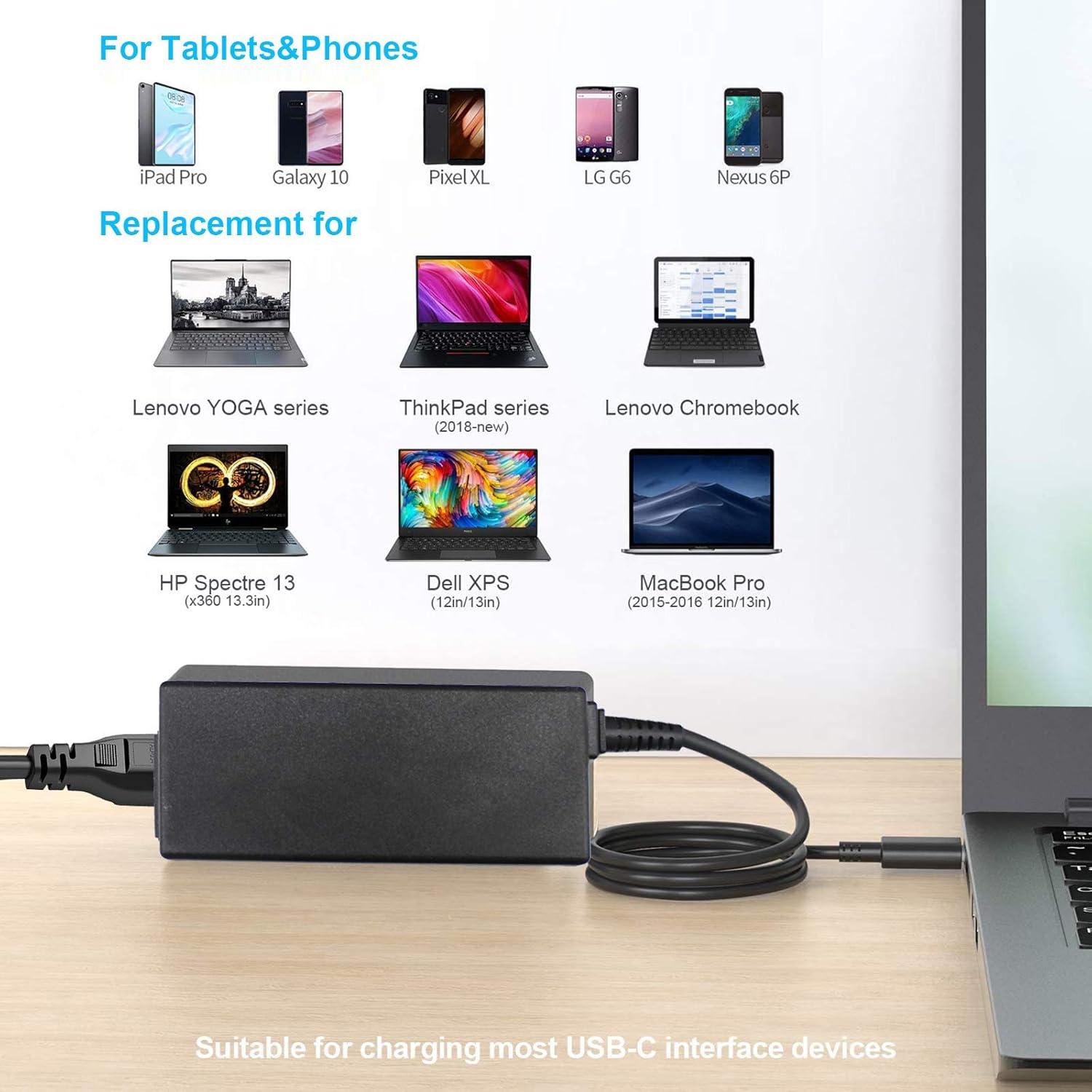 Cargador USB C 65W DMKAOLLK para Lenovo Yoga y ThinkPad