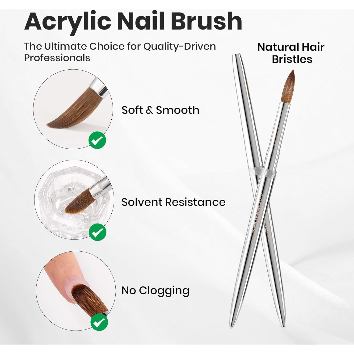 Pincel de Uñas Acrílico Beetles Pro 12# Kolinsky Profesional