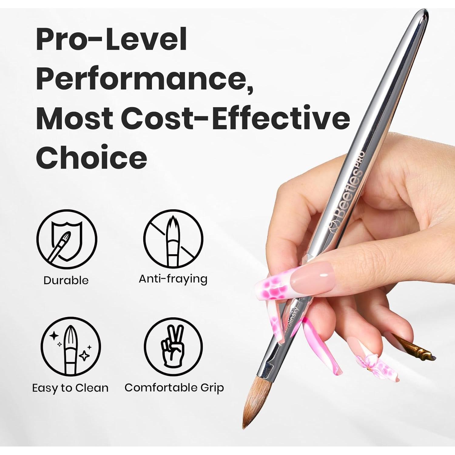 Pincel de Uñas Acrílico Beetles Pro 12# Kolinsky Profesional