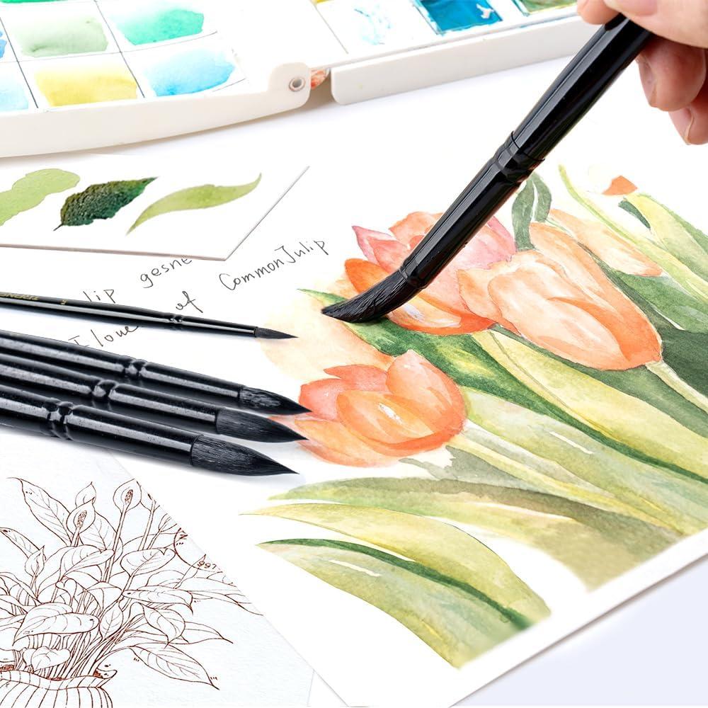 Set de 8 Pinceles Redondos TRANSON para Acuarela y Acrílico