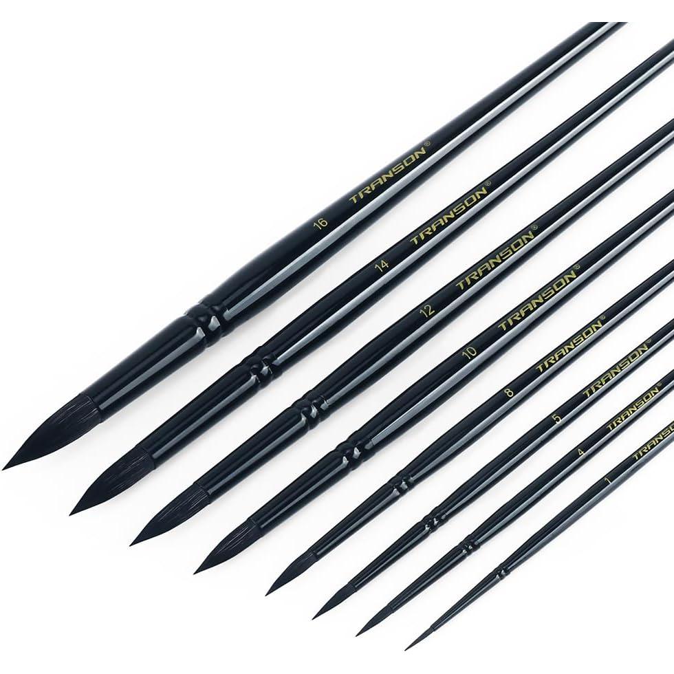 Set de 8 Pinceles Redondos TRANSON para Acuarela y Acrílico