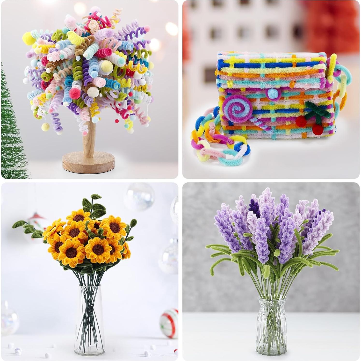 Caydo 3000 Piezas Limpiapipas Chenille 40 Colores y Ojos Móviles