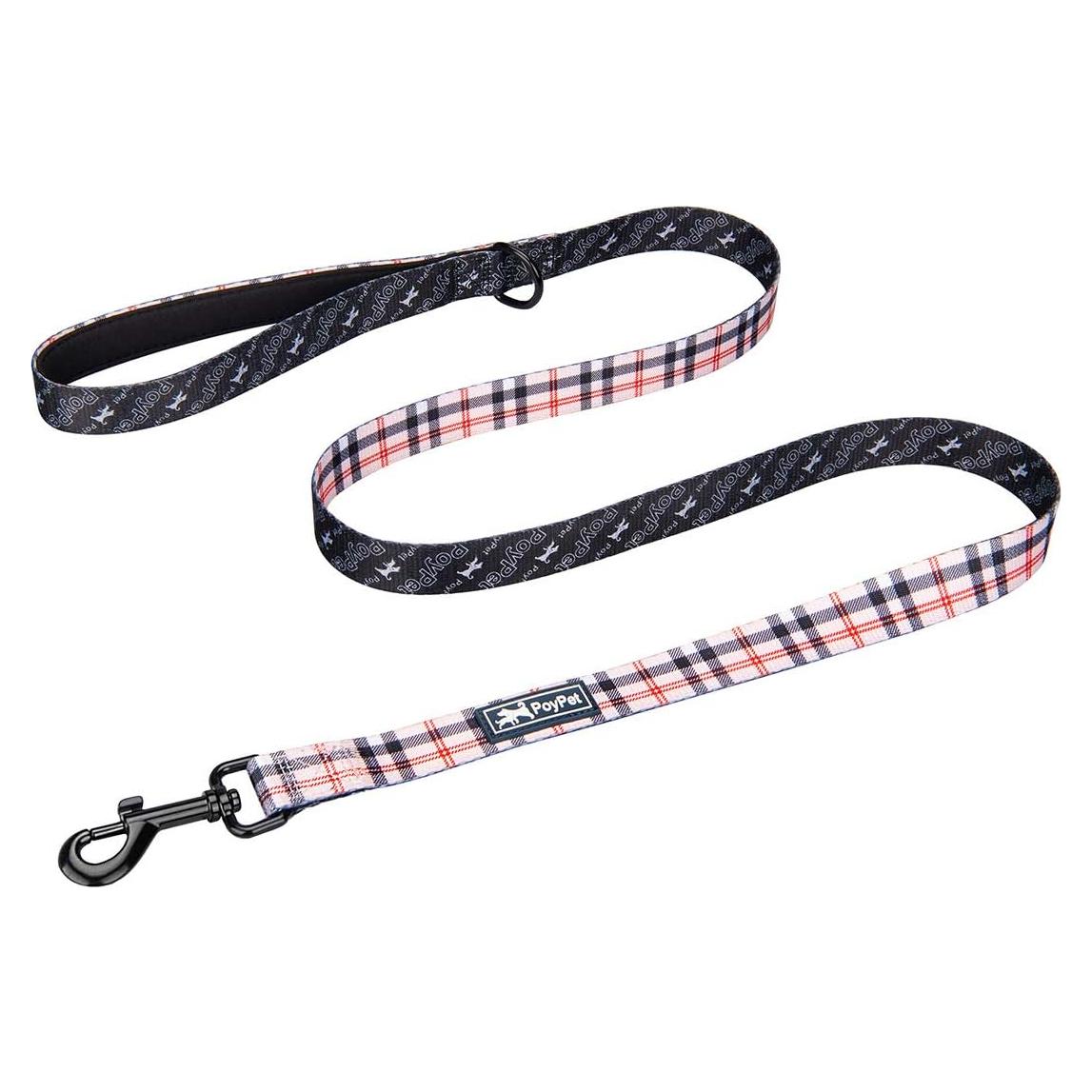 Correa para Perro PoyPet 1.52m con Mango Acolchado Beige Cuadros