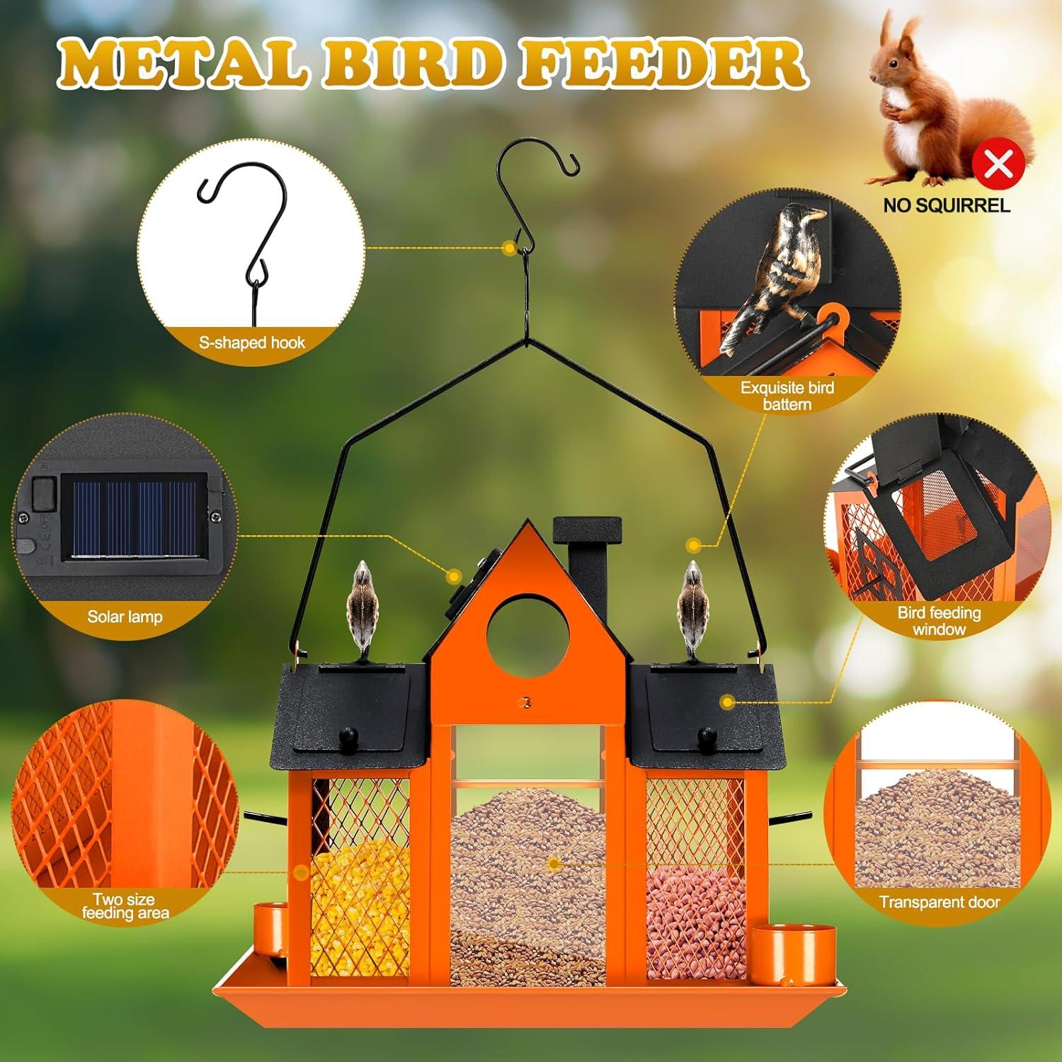 Comedero Solar para Aves YADOOLIFE Naranja 2.27kg Resistente