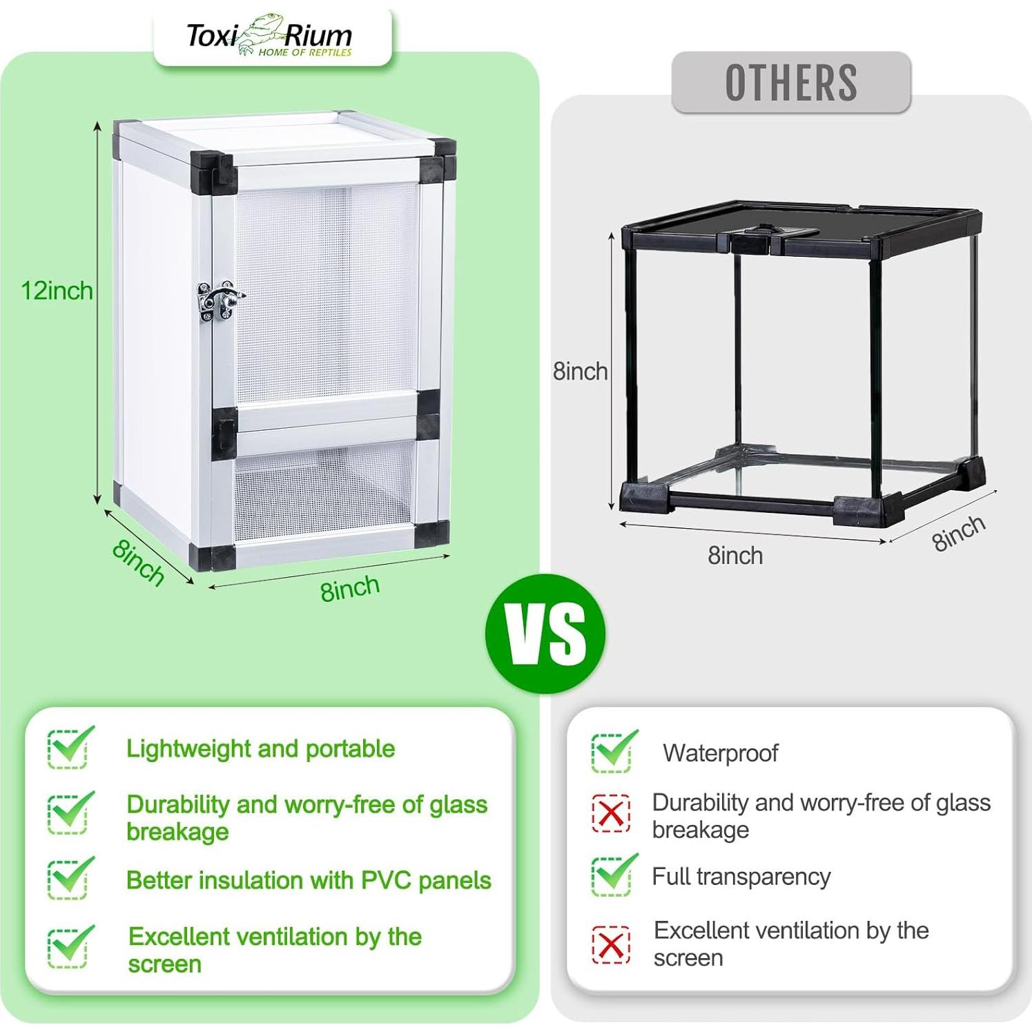 Jaula Vertical para Reptiles ToxiRium 20.32x20.32x30.48cm
