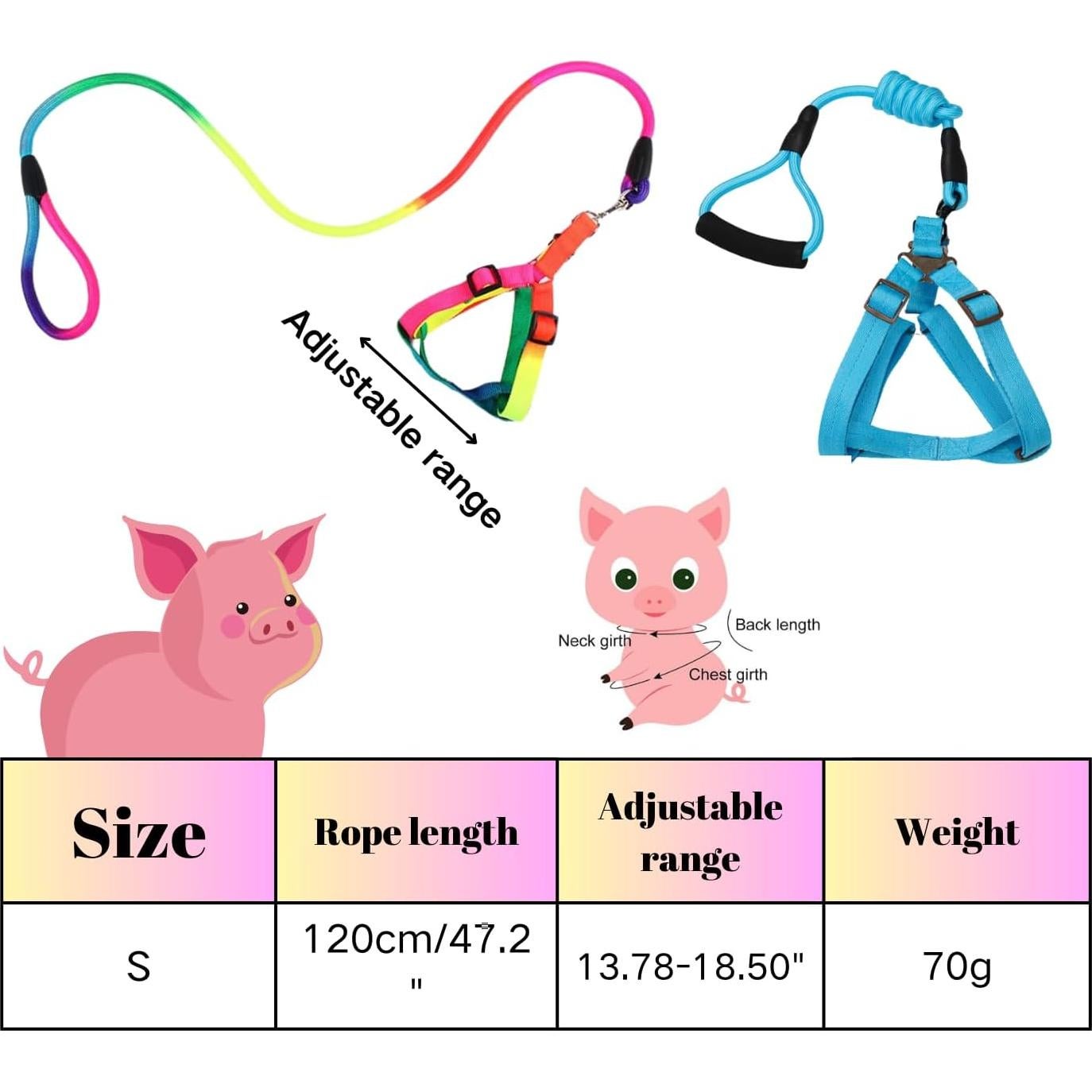 Juego de 2 Arnés y Correa Ajustable para Cerdo Mini TTMIMIK