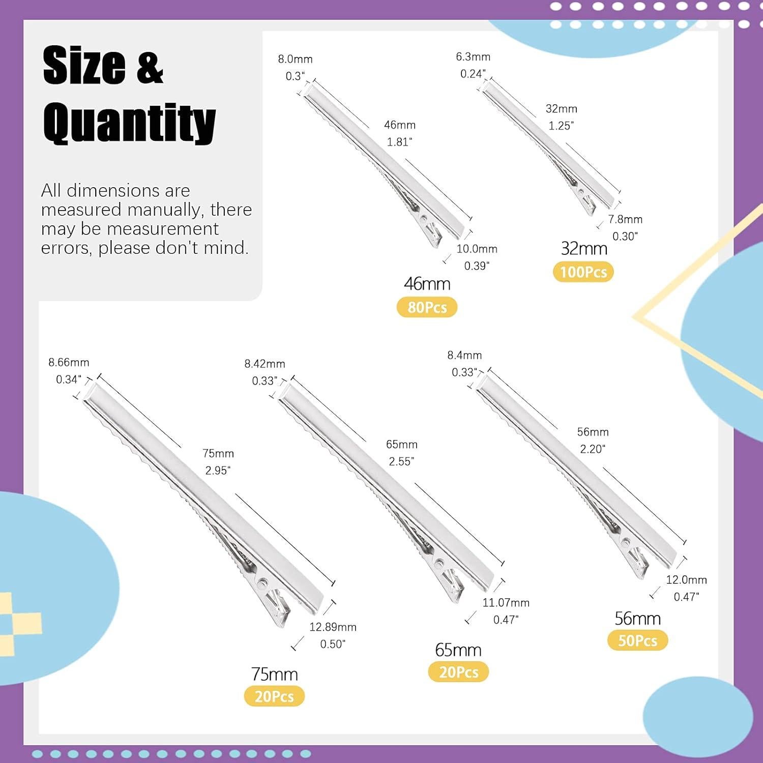 Kit de 270 Clips de Pelo Cocodrilo Swpeet - 5 Tamaños Metal