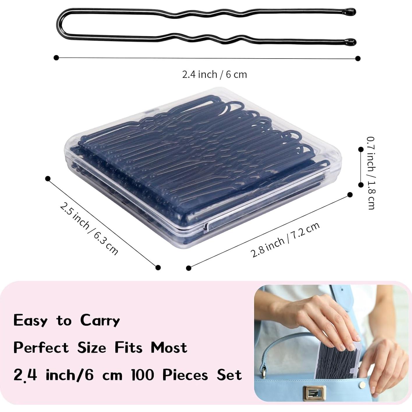 Pasadores de cabello en U DySaLis 100PCS 6.1cm Negro