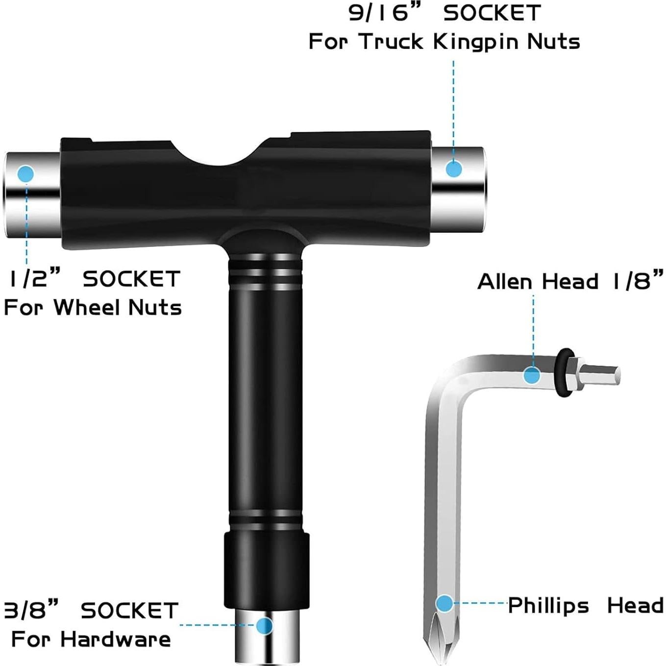 Kit de Herramientas para Skate FYANER con 10 Piezas y Rodamientos