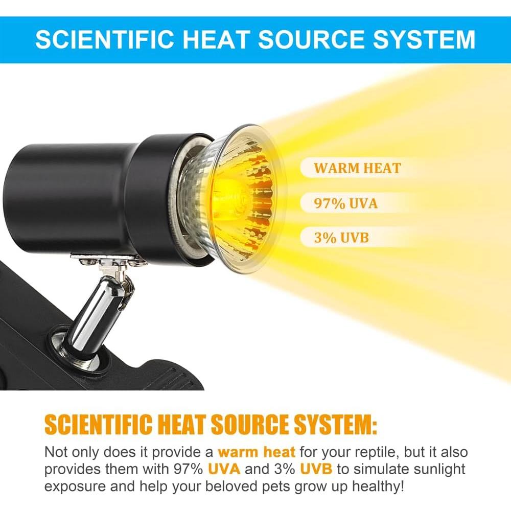 Lámpara de Calor para Reptiles DaToo 50W UVA UVB Ajustable