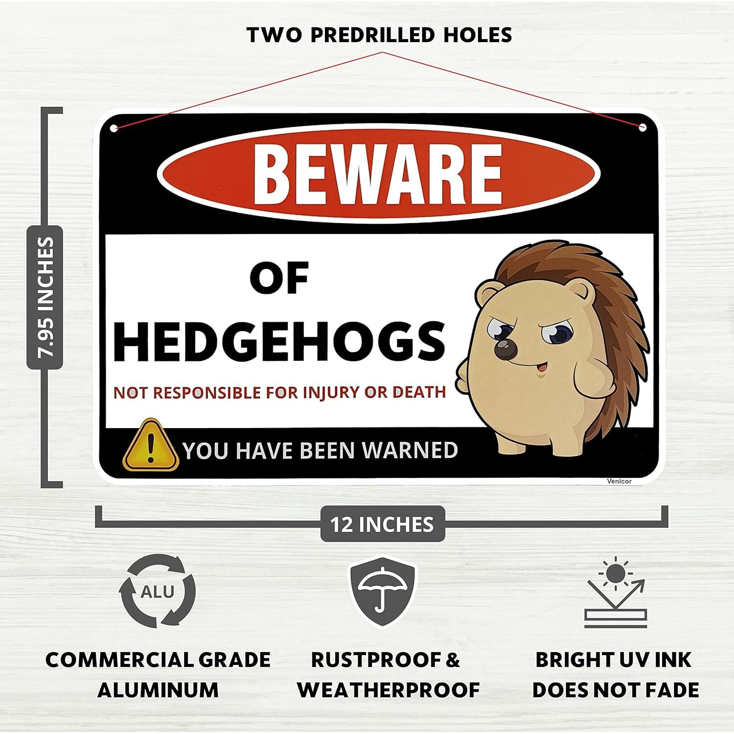 Señal Decorativa Erizo Venicor - Aluminio 20x30 cm - Regalo Original