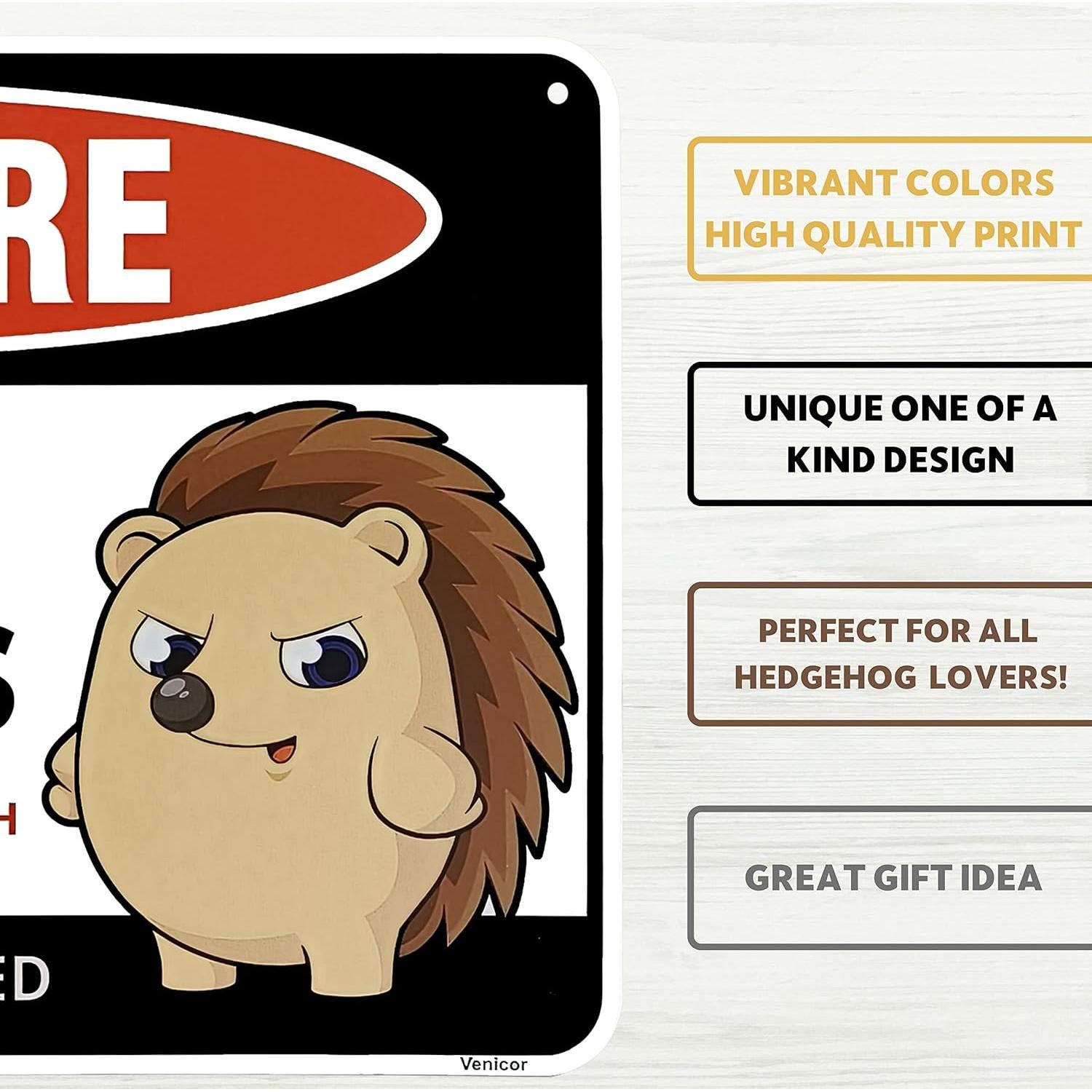 Señal Decorativa Erizo Venicor - Aluminio 20x30 cm - Regalo Original