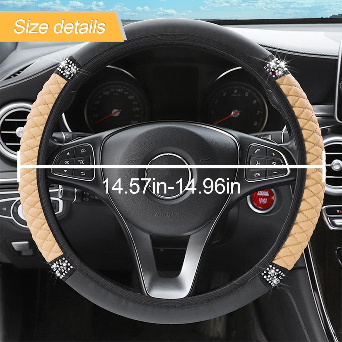 Cubierta de Volante de Coche LoyaForba Beige 36-38 cm Cuero