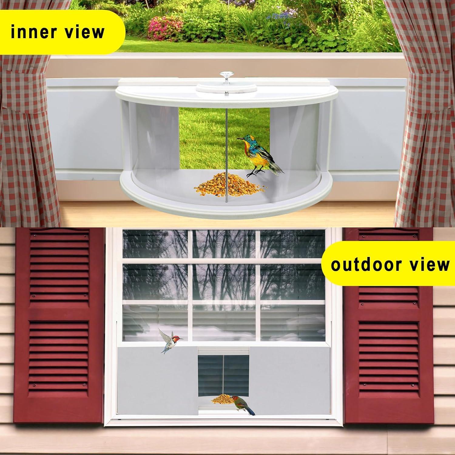 Comedero para Aves Rexwnadu - Ventana 180 Grados Blanco