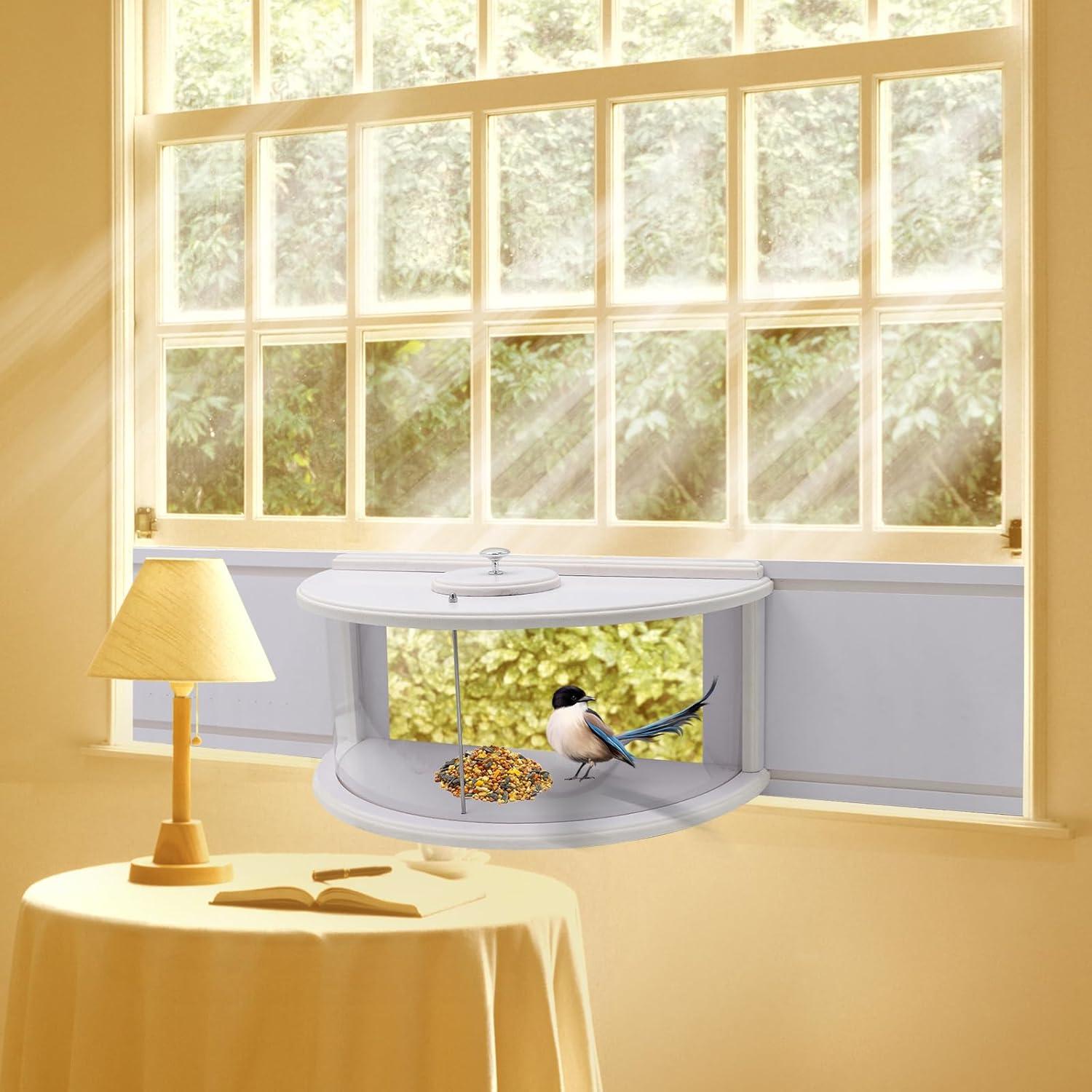 Comedero para Aves Rexwnadu - Ventana 180 Grados Blanco