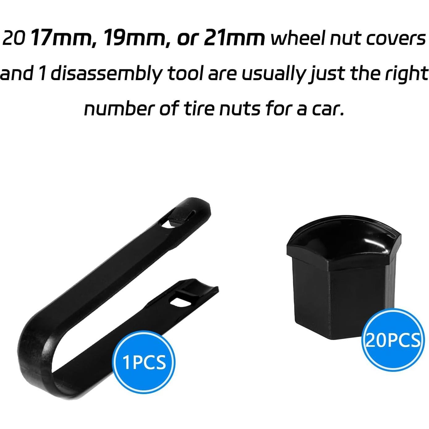 20 Cubiertas de Tuercas de Llantas Negras 17mm SamWinGear
