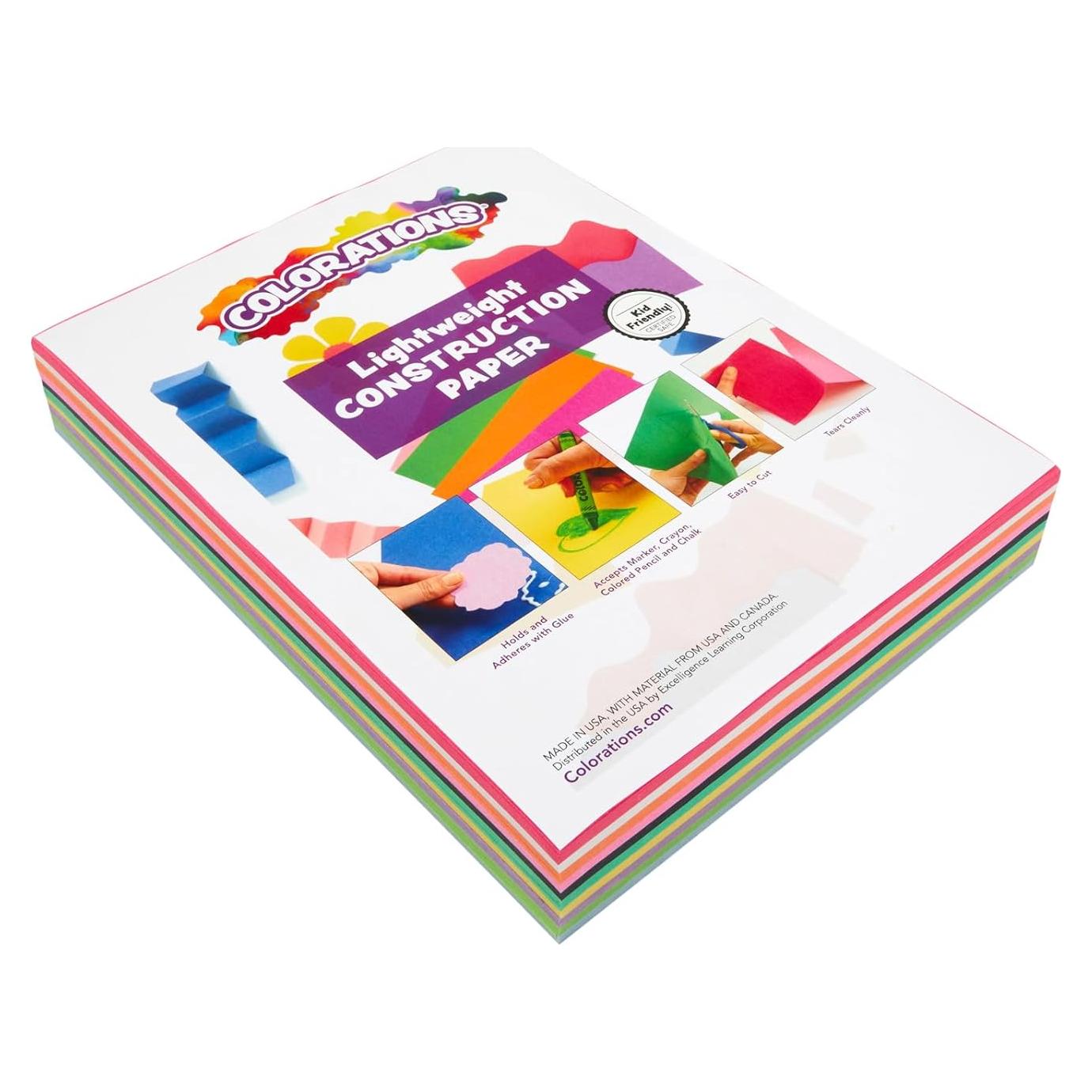 Papel de Construcción Ligero Colorations 300 Hojas 10 Colores