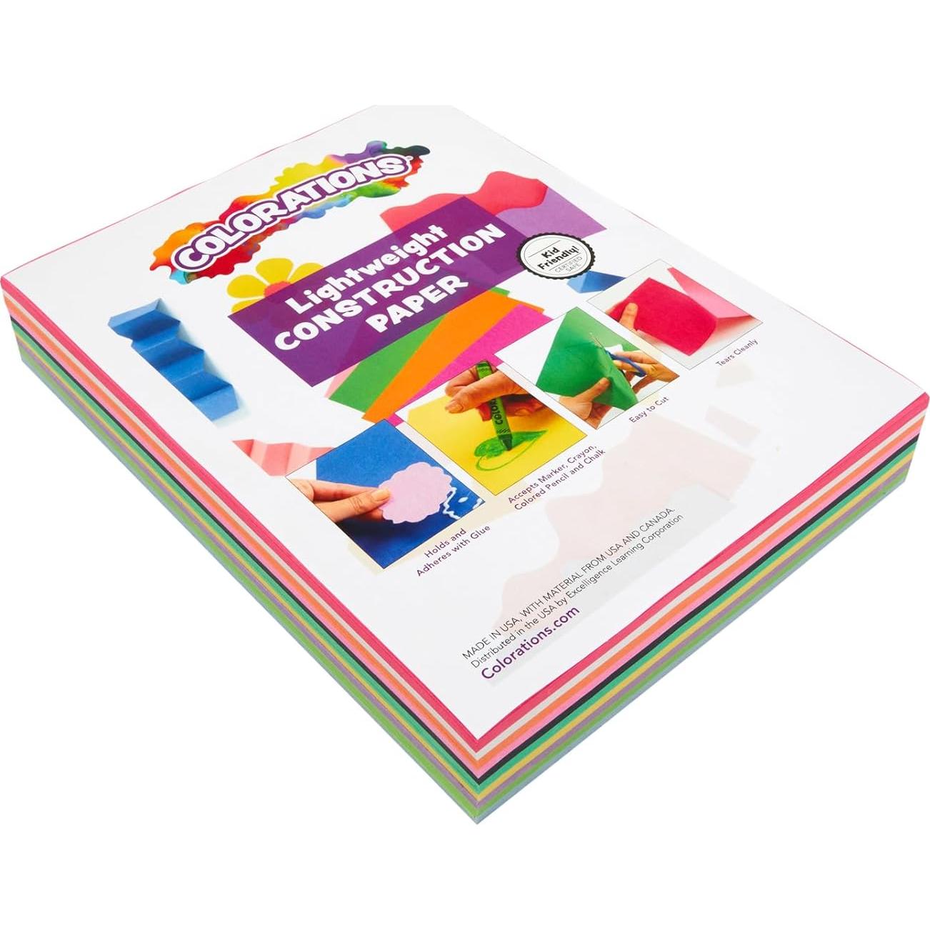 Papel de Construcción Ligero Colorations 300 Hojas 10 Colores