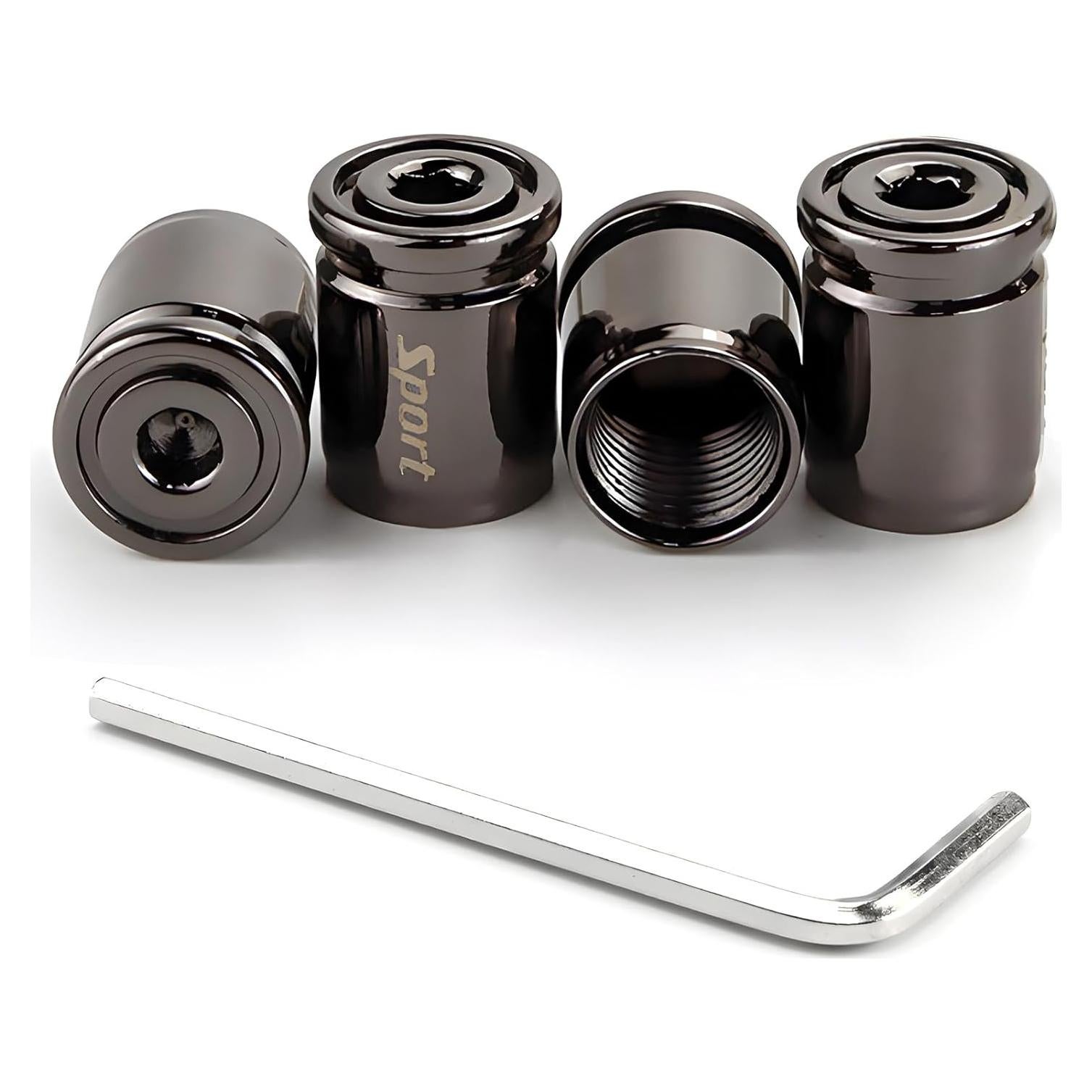 4 Tapones de Válvula Antirrobo Dickno para Neumáticos - Negro