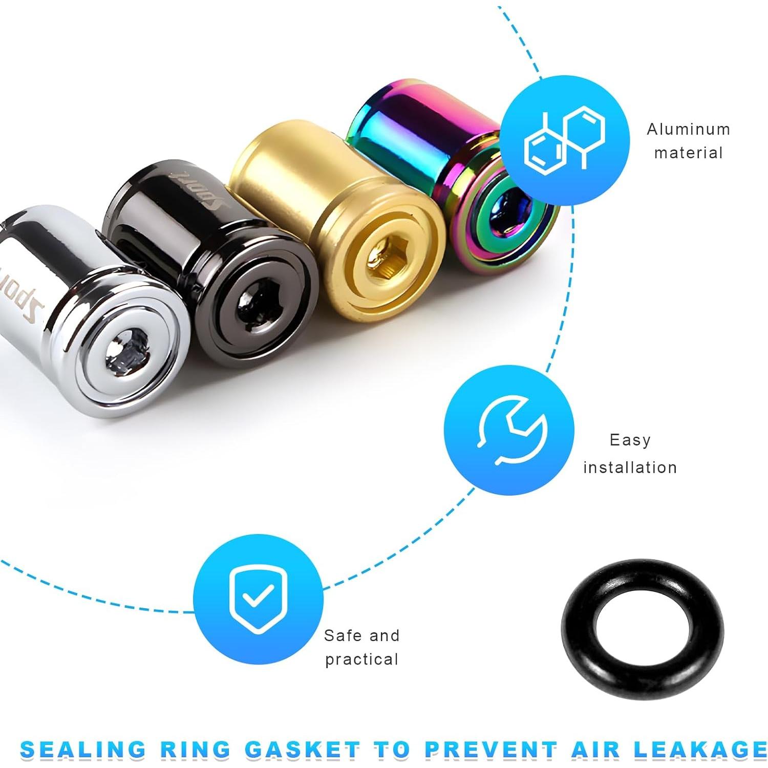 4 Tapones de Válvula Antirrobo Dickno para Neumáticos - Negro