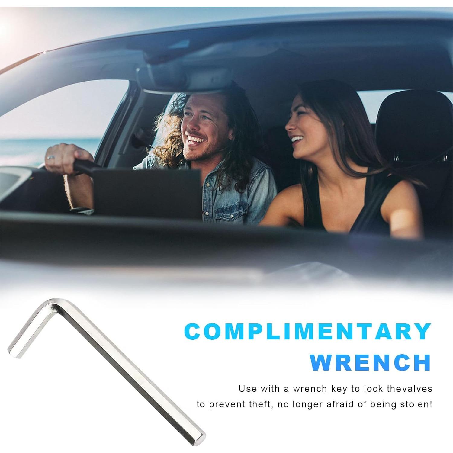 4 Tapones de Válvula Antirrobo Dickno para Neumáticos - Negro