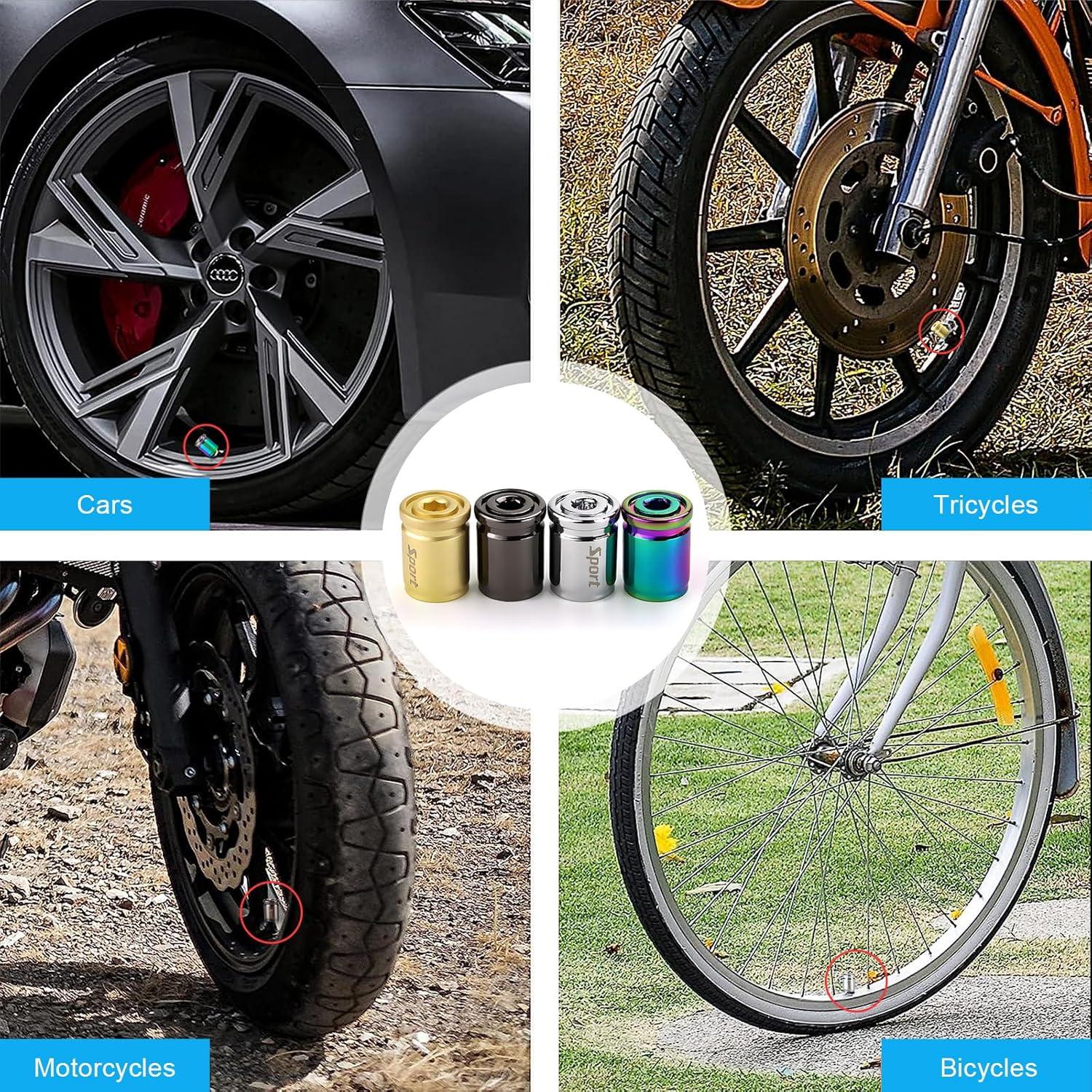 4 Tapones de Válvula Antirrobo Dickno para Neumáticos - Negro