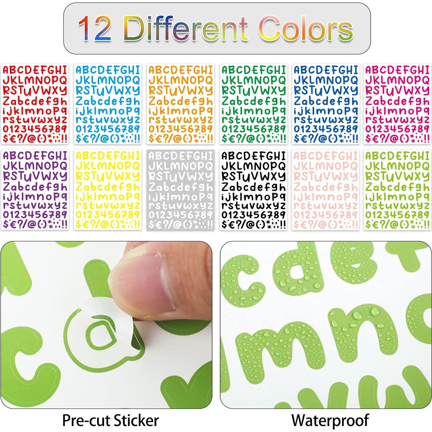 Calcomanías de Letras Dizdkizd 12 Hojas 960 Caracteres Impermeables