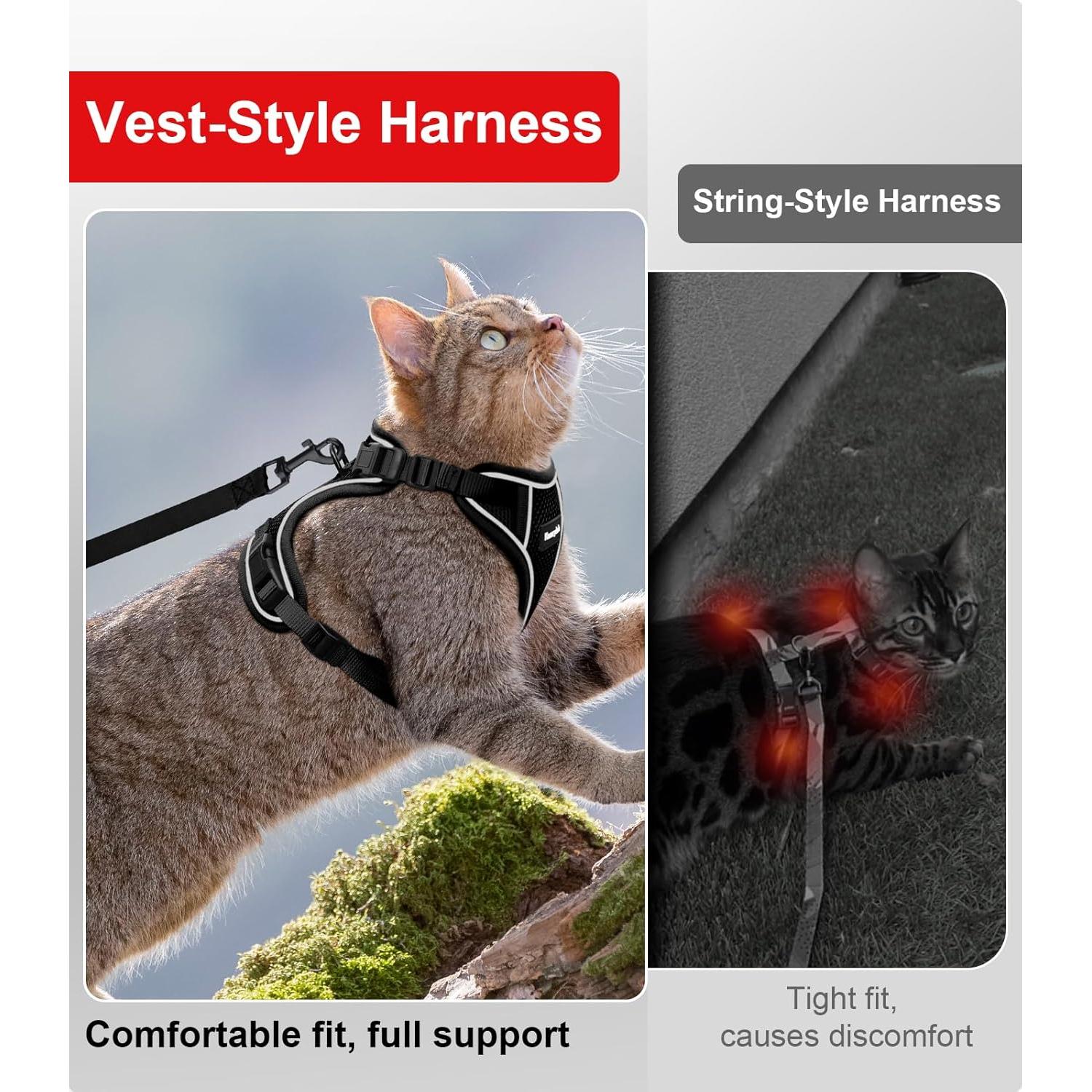 Arnés para Gatos Kaazylab Ajustable Negro XS - A Prueba de Escapes