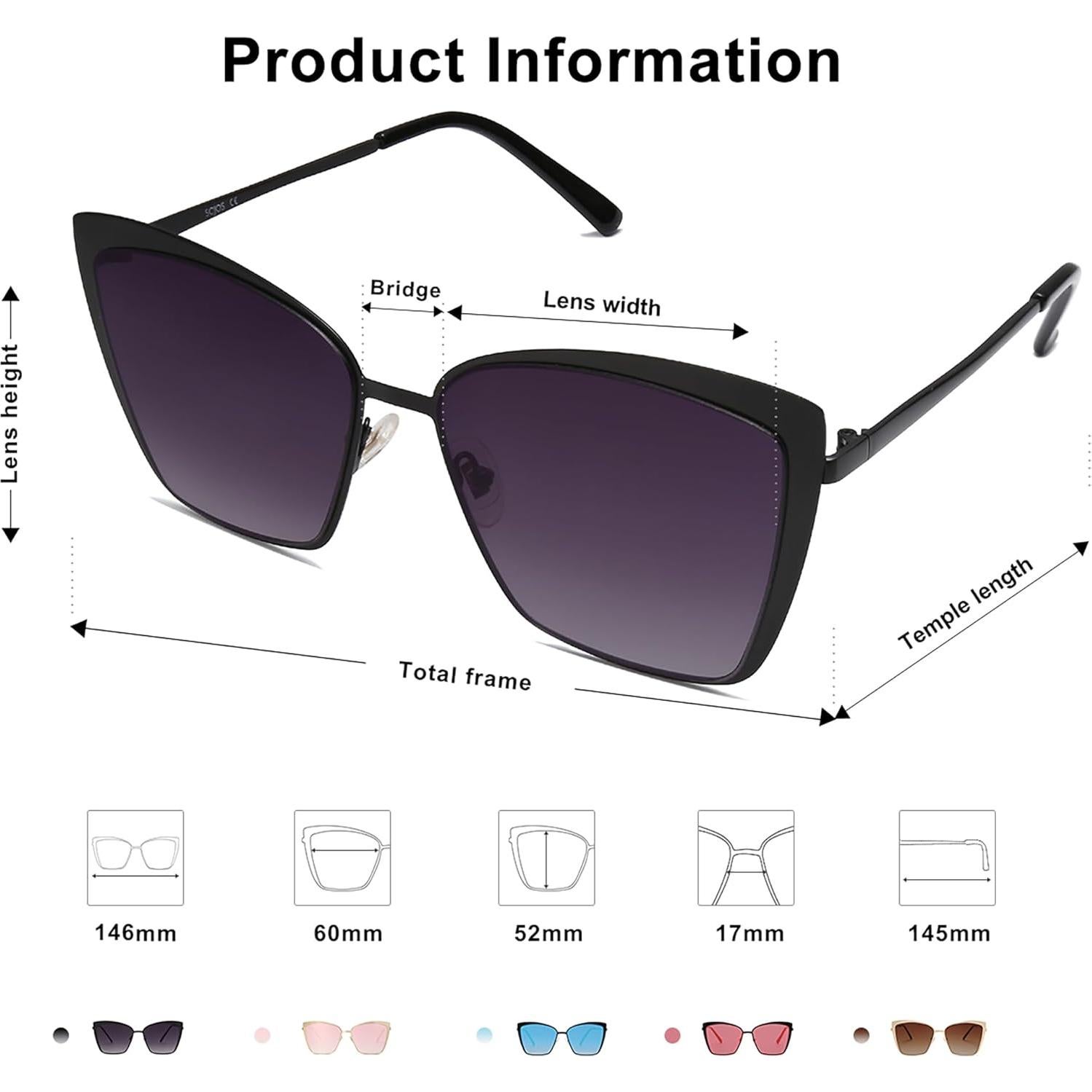 Gafas de sol Cateye SOJOS SJ1086 con lente espejado UV400