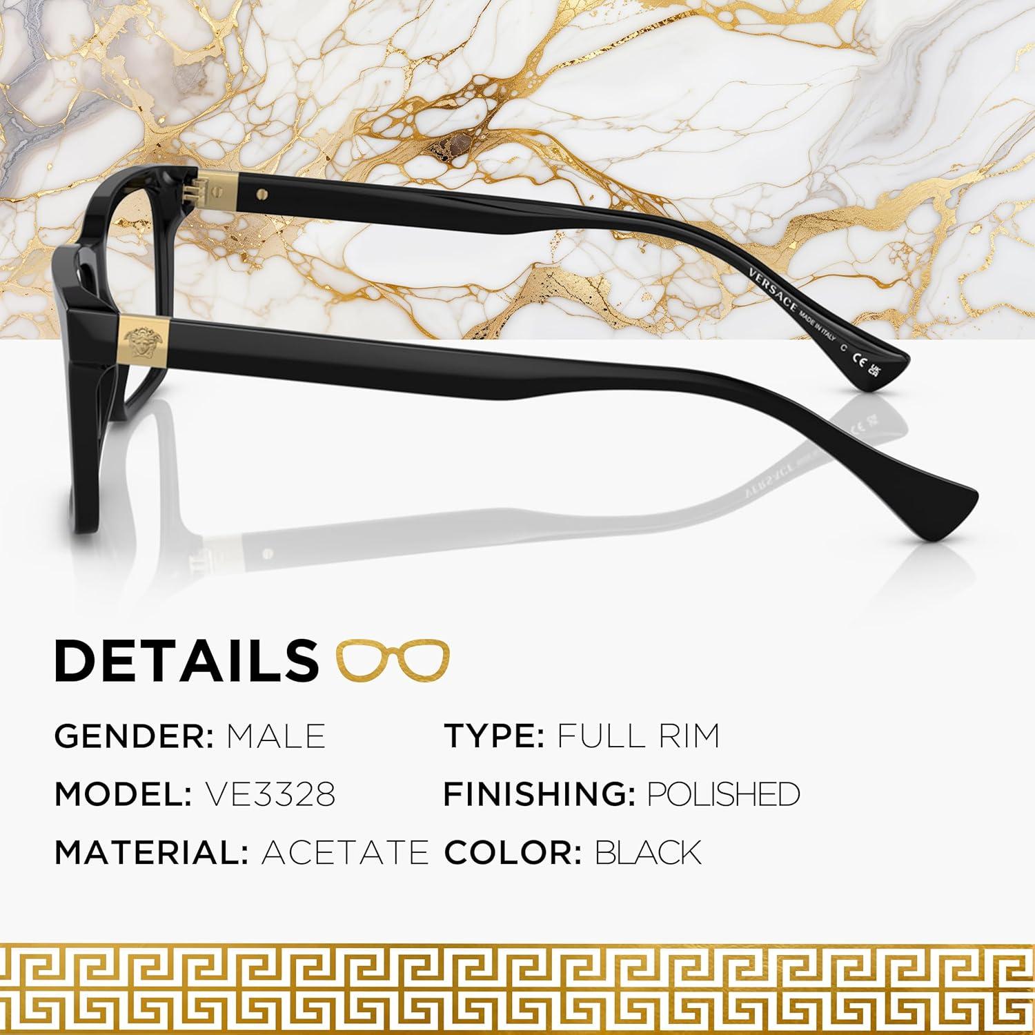 Gafas Versace VE3328 No Polarizadas para Hombres - Acetato Negro