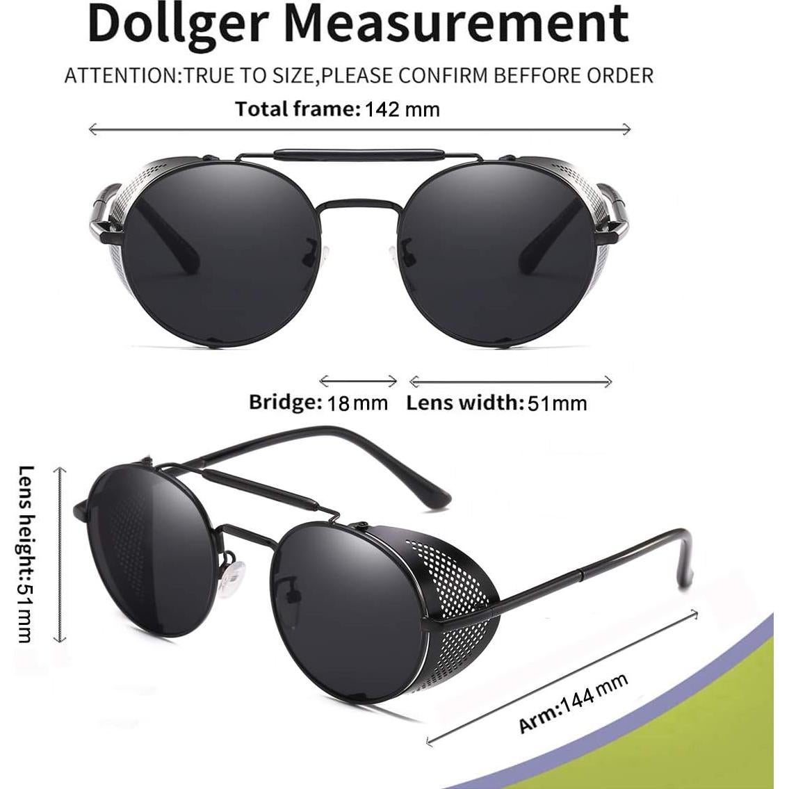 Gafas de sol vintage redondas Dollger UV400 para hombres y mujeres