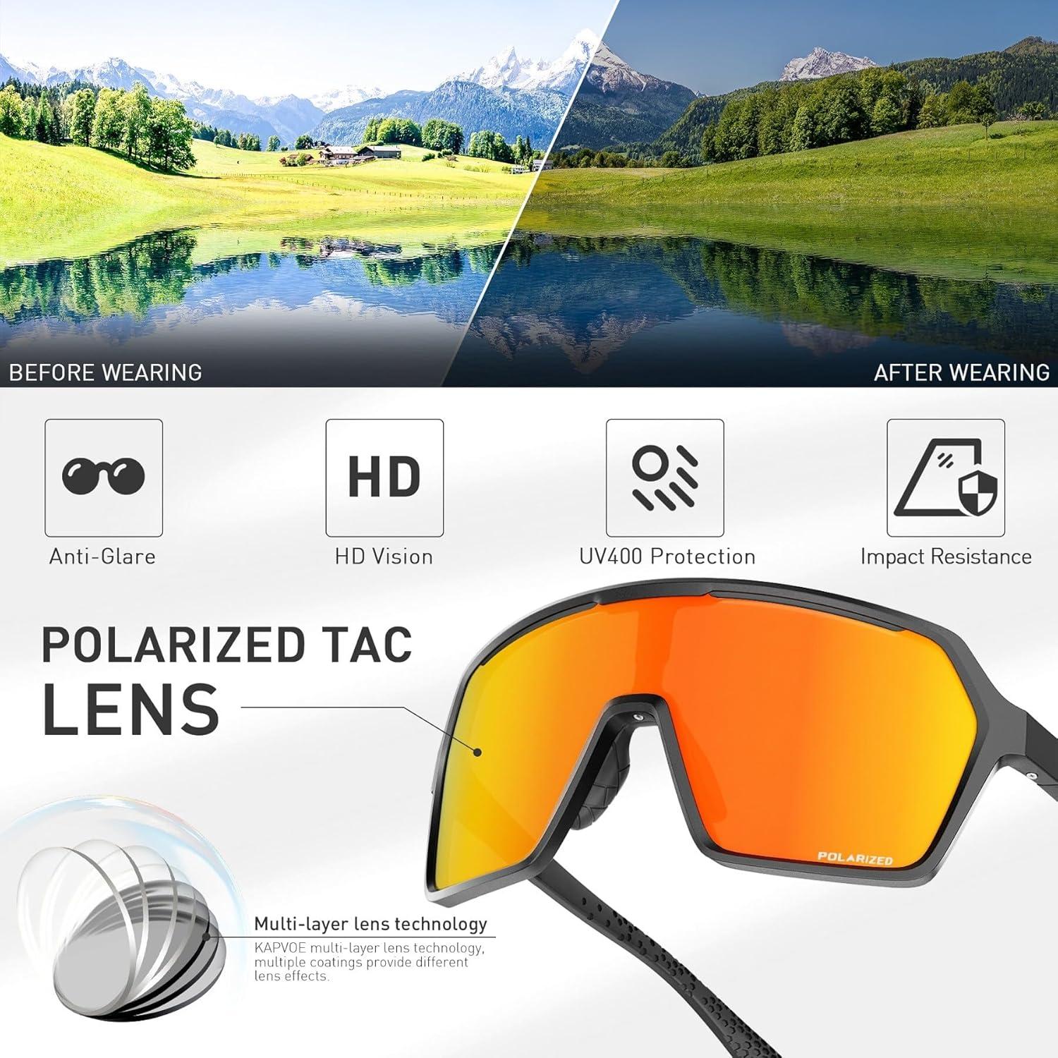 Gafas de Ciclismo Polarizadas KAPVOE K335 UV400 Ajustables