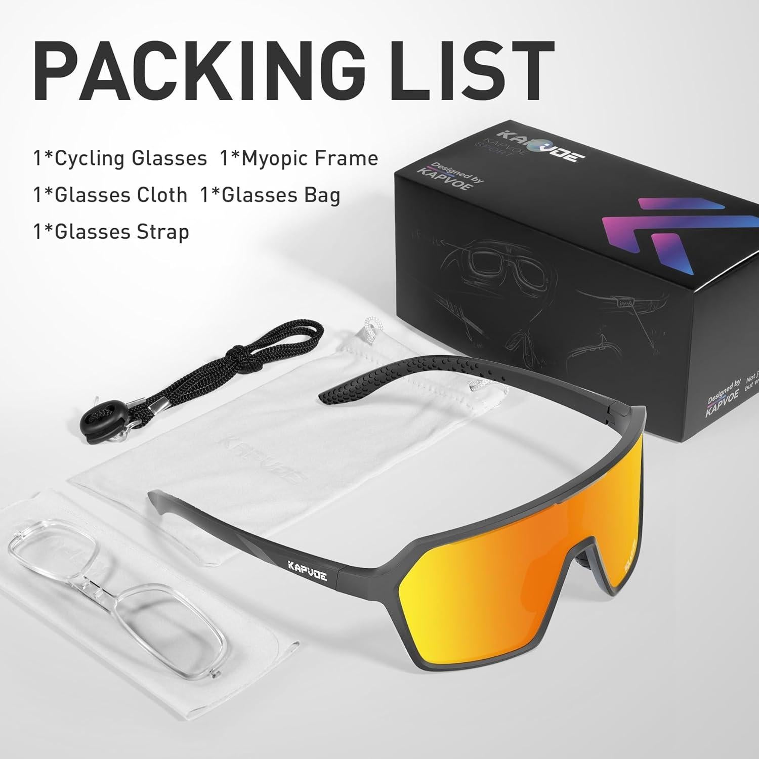 Gafas de Ciclismo Polarizadas KAPVOE K335 UV400 Ajustables