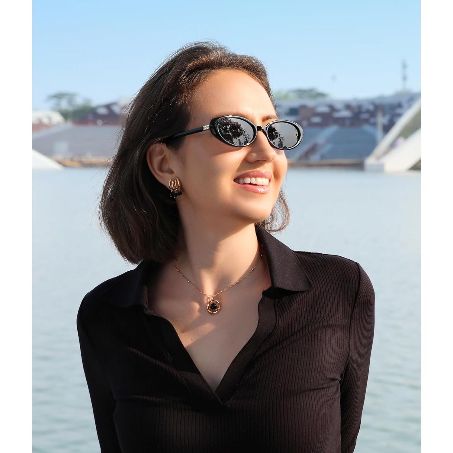 Gafas de Sol Retro Ovaladas FEISEDY UV400 Unisex 52mm