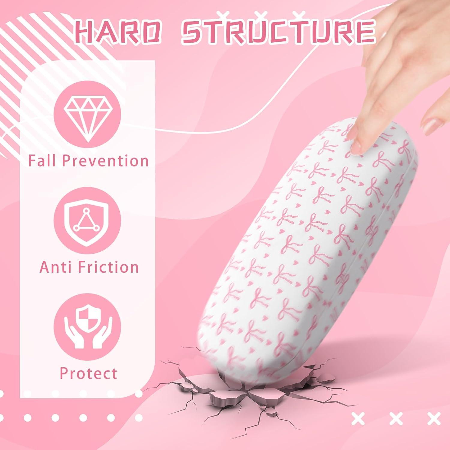 3 Fundas Duras Rosa con Lazo para Gafas + Paño de Limpieza