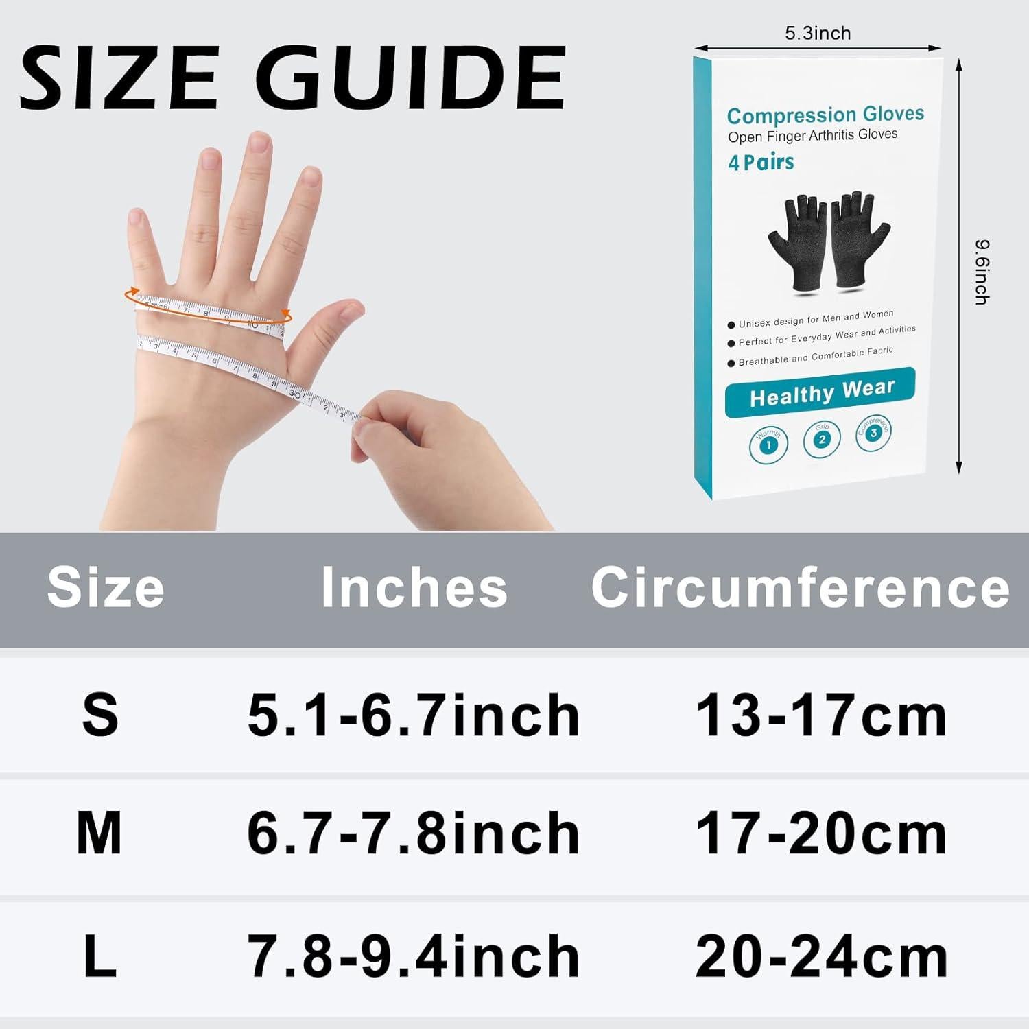 Guantes de Compresión para Artritis ONESING - 4 Pares Unisex