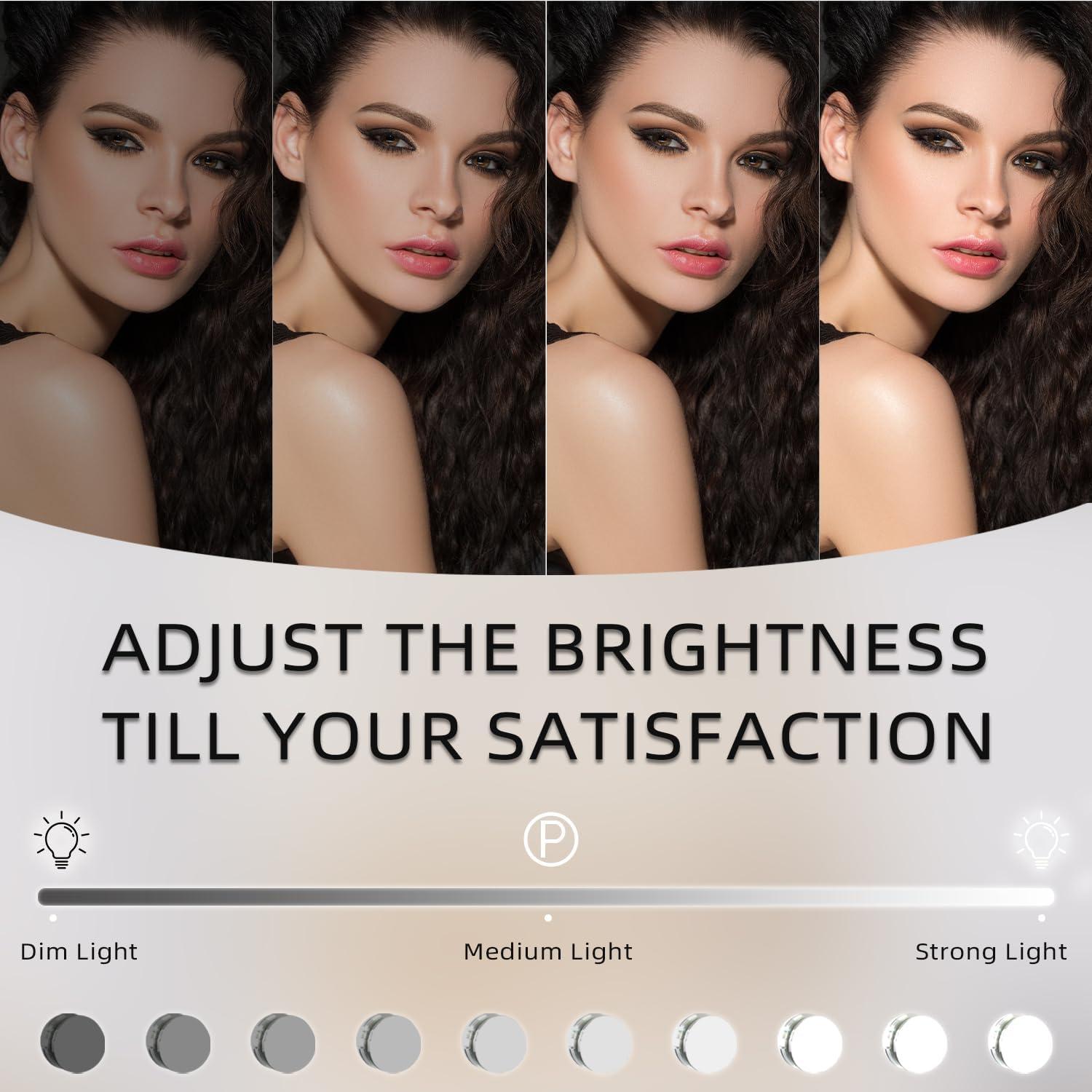 Espejo de Maquillaje Iluminado FENCHILIN 48x35 cm 10X Magnificación