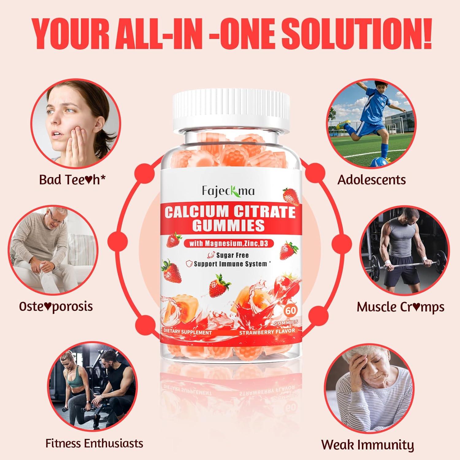 Gomitas de Citrato de Calcio Fajeckma 1200mg Veganas 60 Unidades