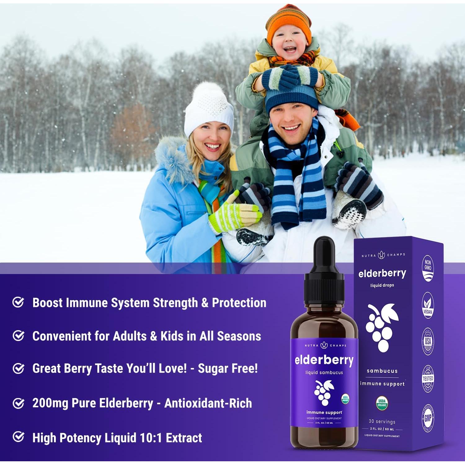 Jarabe de Saúco Negro NutraChamps 60ml - Antioxidante Sin Azúcar