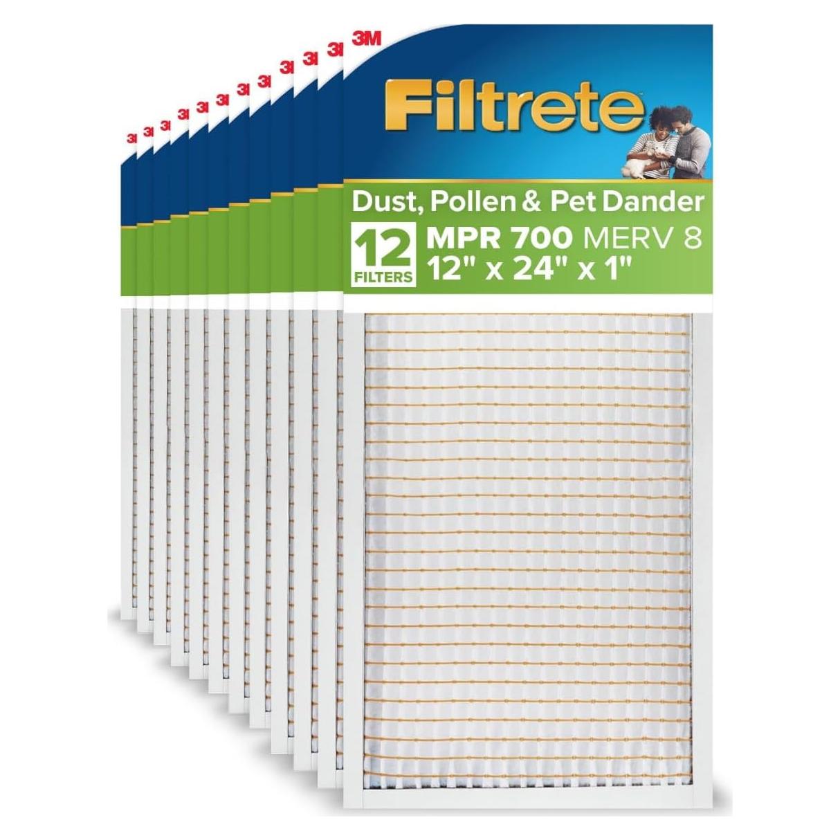 Filtro de Aire Filtrete 12x24x1 MPR 700, Paquete de 12