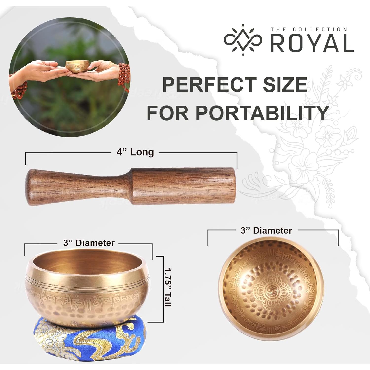 Conjunto de Cuencos Cantores Tibetanos Royal - Grabado, 243.8g