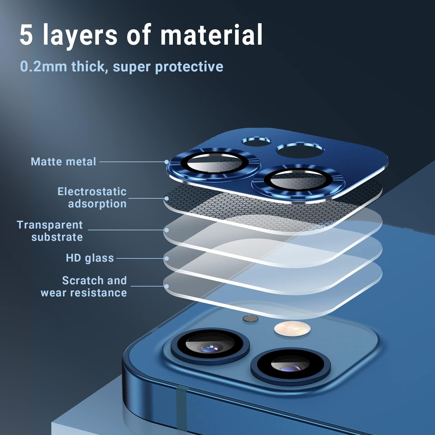 Protector de Lente de Cámara AFARER para iPhone 12 - 2 Piezas, Vidrio Templado 9H